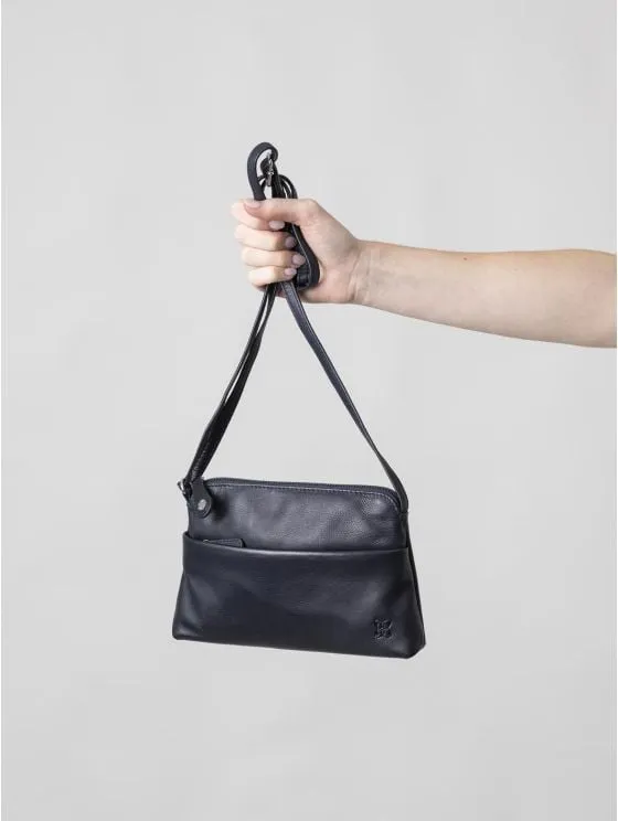 Rydal Small Leather Cross Body Bag in Navy