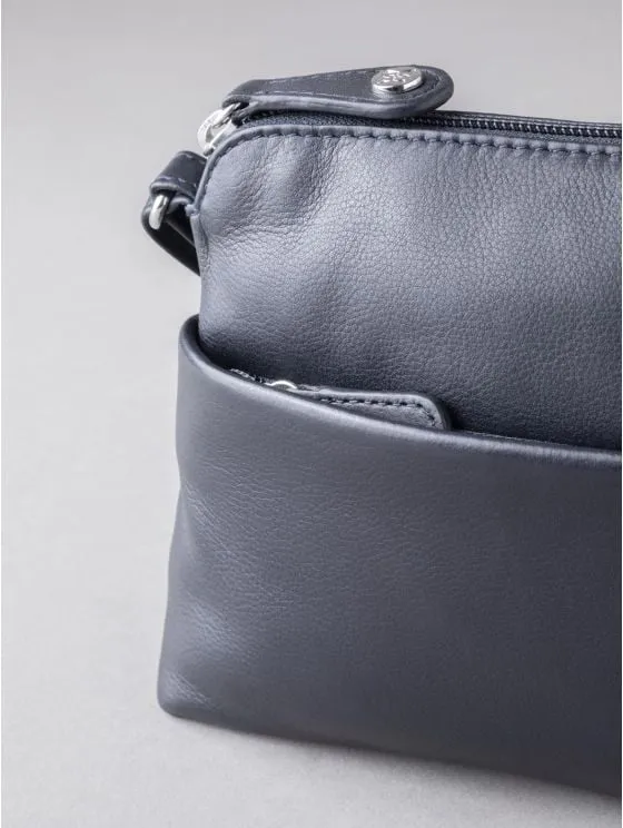 Rydal Small Leather Cross Body Bag in Navy