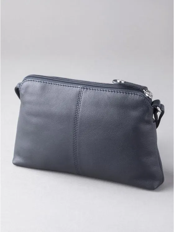 Rydal Small Leather Cross Body Bag in Navy