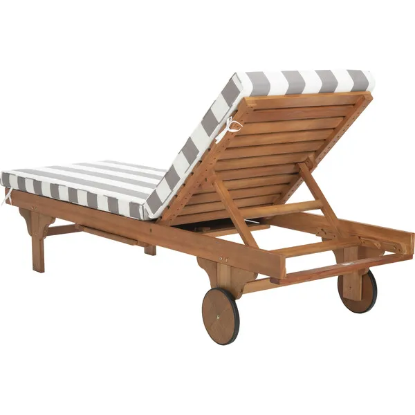 Safavieh Newport Lounge Chair, Acacia/Grey Canopy Stripe