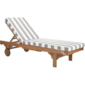 Safavieh Newport Lounge Chair, Acacia/Grey Canopy Stripe