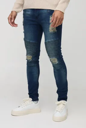 Skinny Stretch Ripped Distressed Biker Jeans