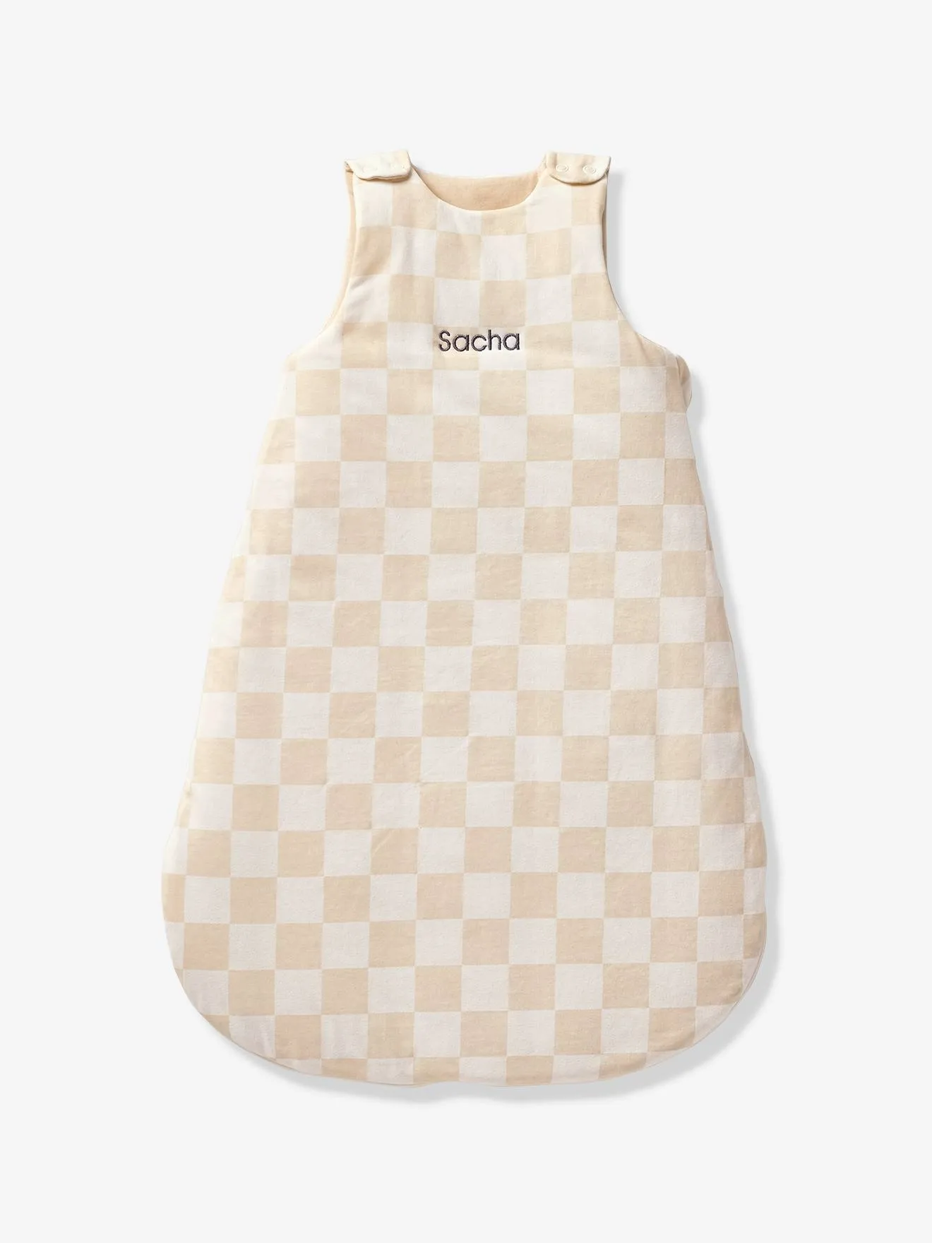 Sleeveless Baby Sleeping Bag, Achille - chequered beige