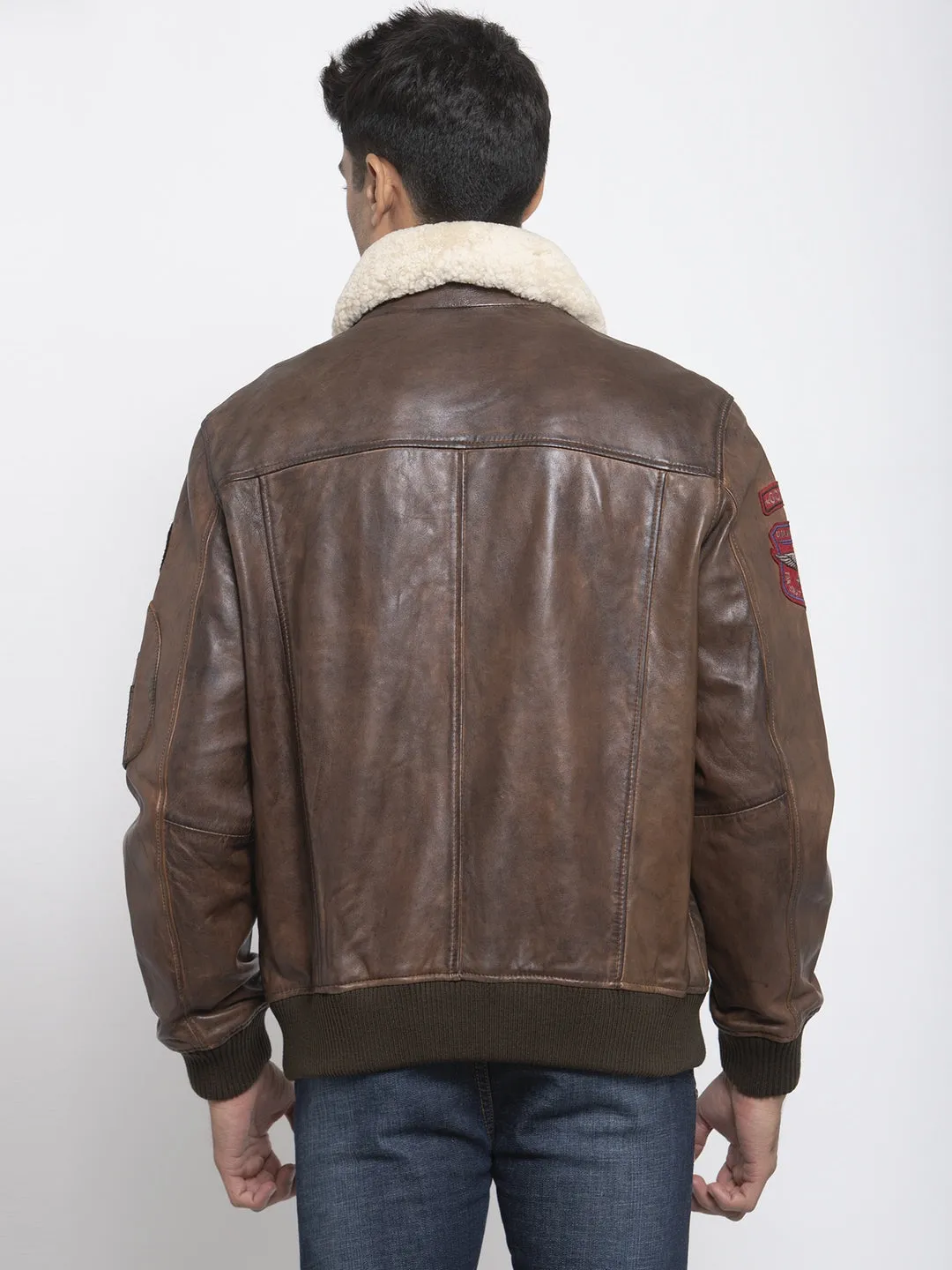 Teakwood Leathers Brown Genuine Leather Jacket