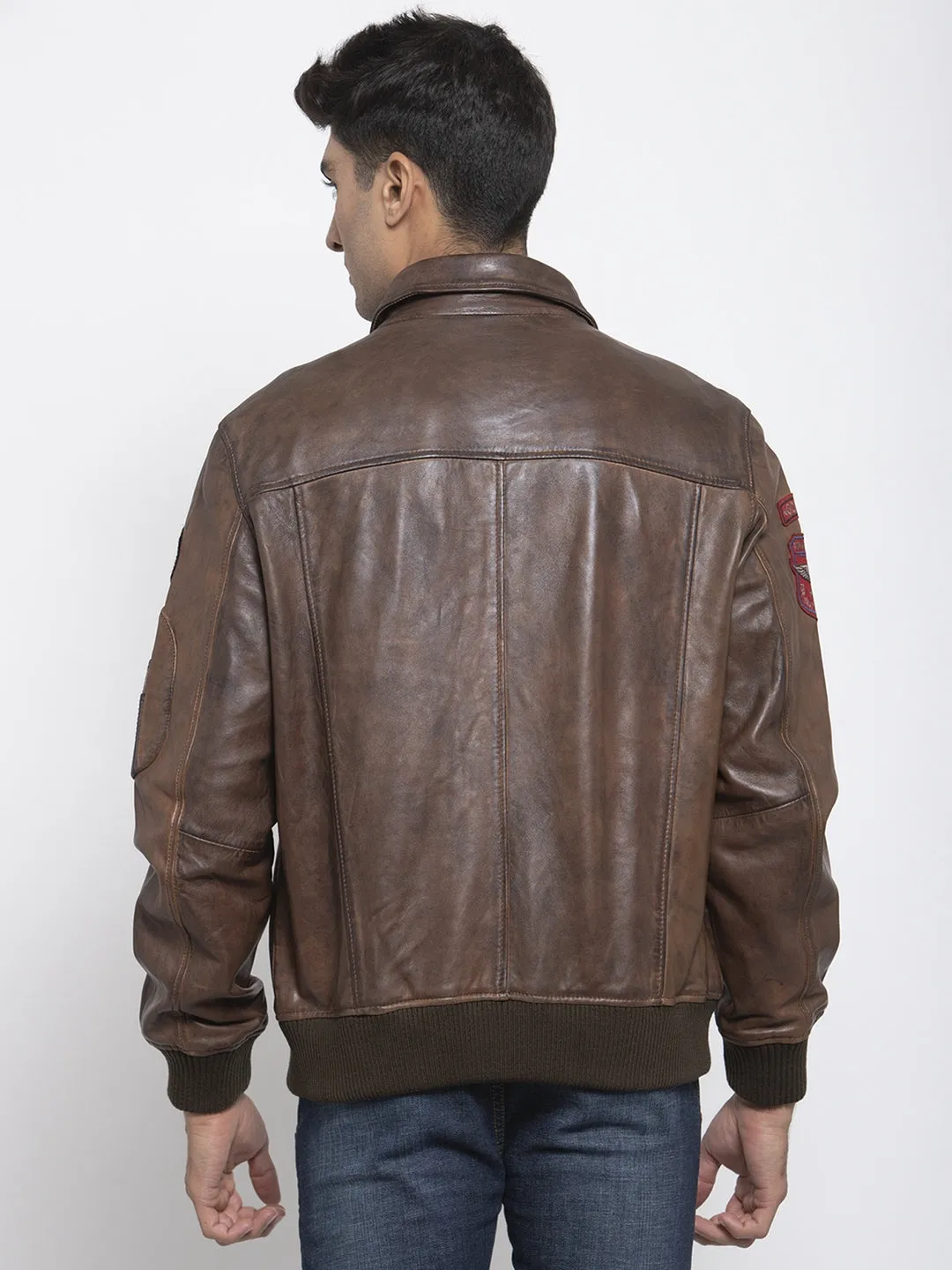 Teakwood Leathers Brown Genuine Leather Jacket