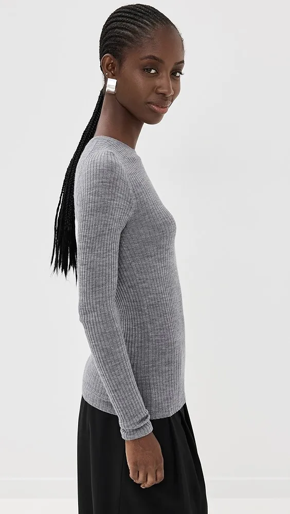 Tibi   Feather Weight Ribbed Crew Neck Pullover 