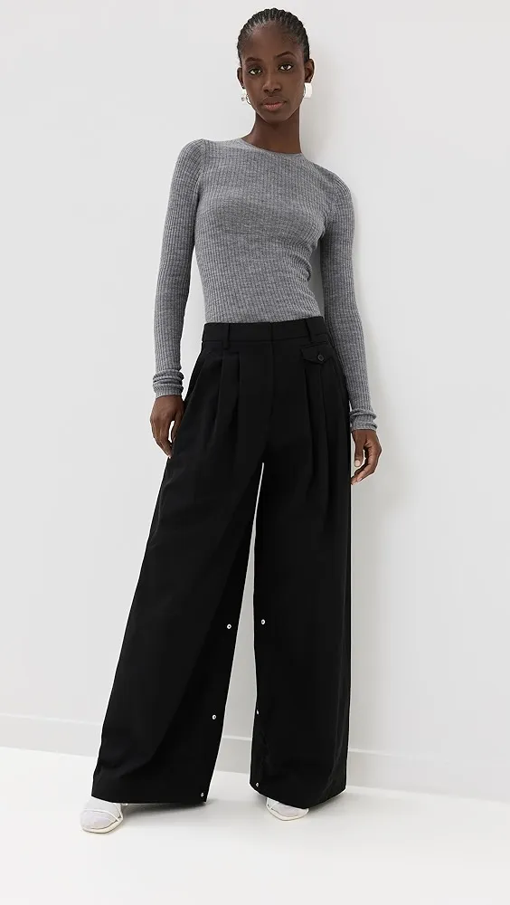 Tibi   Feather Weight Ribbed Crew Neck Pullover 