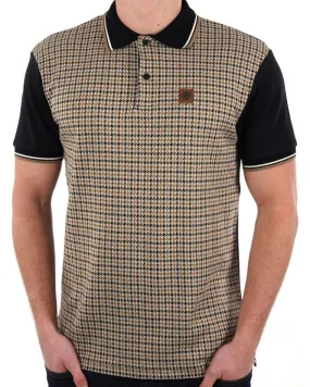 Trojan Houndstooth Panel Polo Black