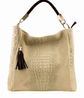 Women's taupe cowhide leather bag mila