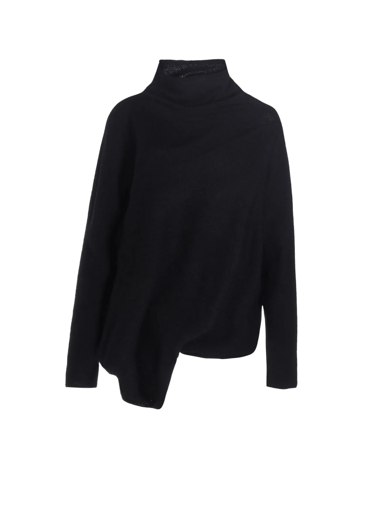 WOOL JERSEY DRAPE COLLAR PULLOVER