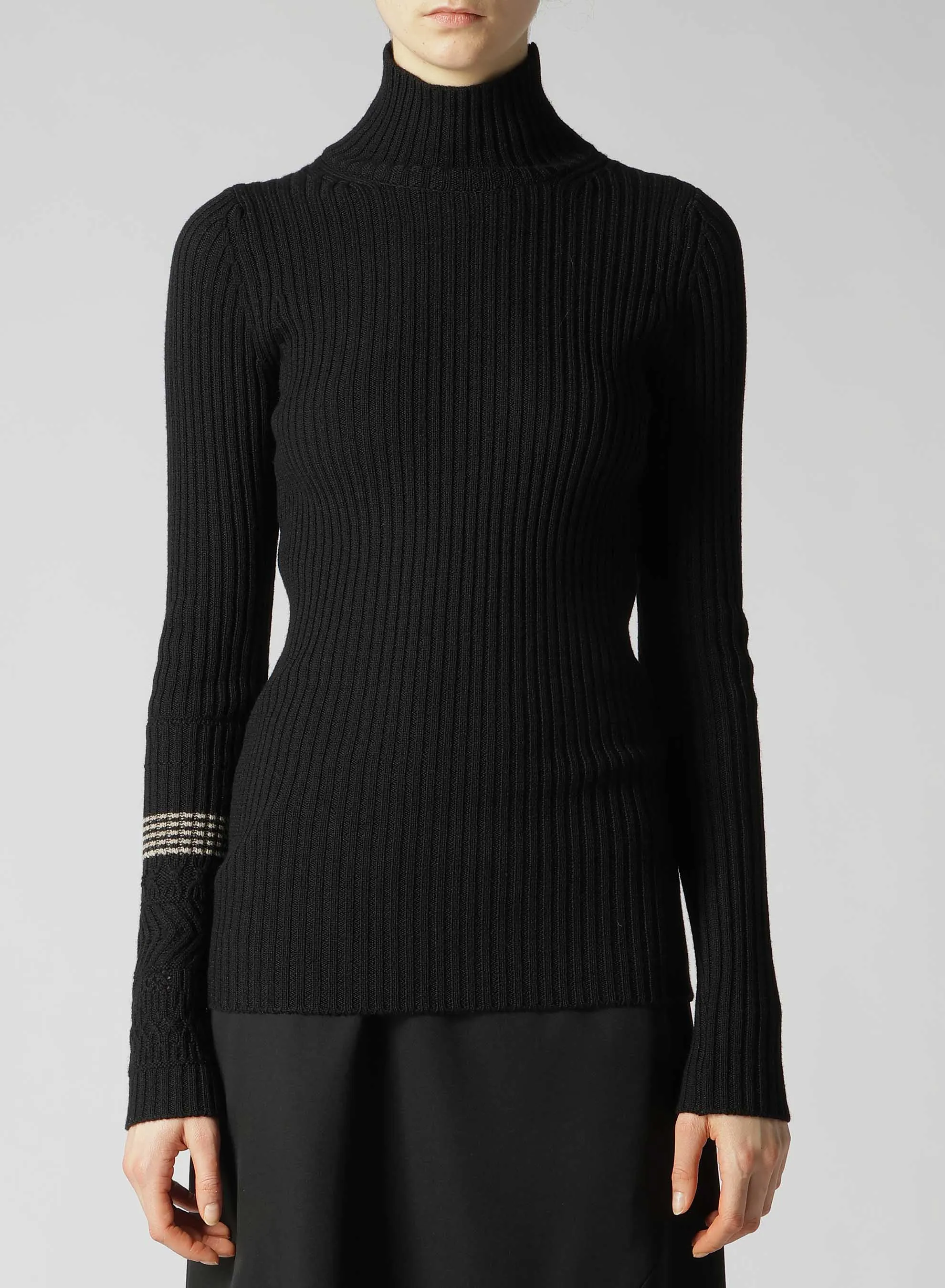 WOOL RIB HIGH NECK PULLOVER