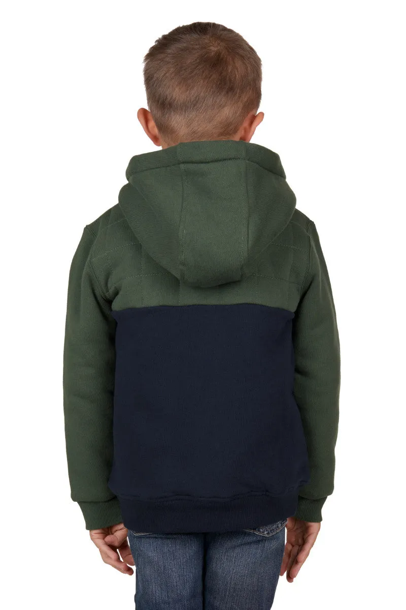 WRANGLER BOYS ELLIOT ZIP UP HOODIE (CYPRESS/NAVY)